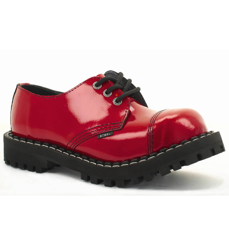 Glady - boty STEEL FULL RED LAK, 3 dírky (ZV)