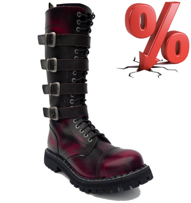 AKCE: STEEL ROCK RED BLACK, 20 dírek, VEL. 46 = SLEVA 500,-