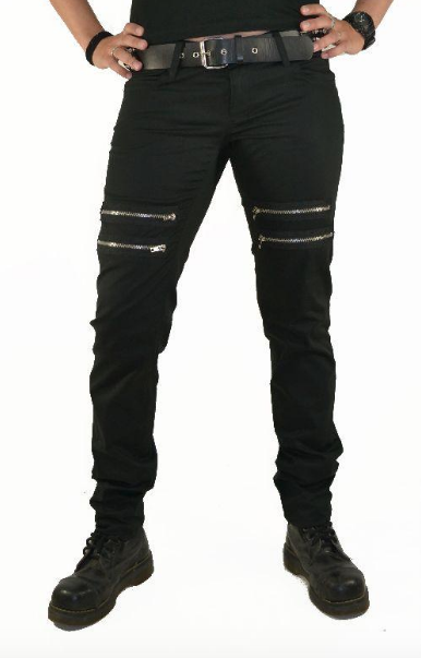PUNK KALHOTY ČERNÉ SE 4 ZIPY - dámské