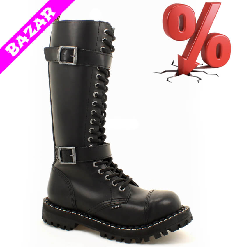 BAZAR: STEEL ROCK BLACK ZIP 2P, 20 dírek, VELIKOST 40 = SLEVA 2700,-