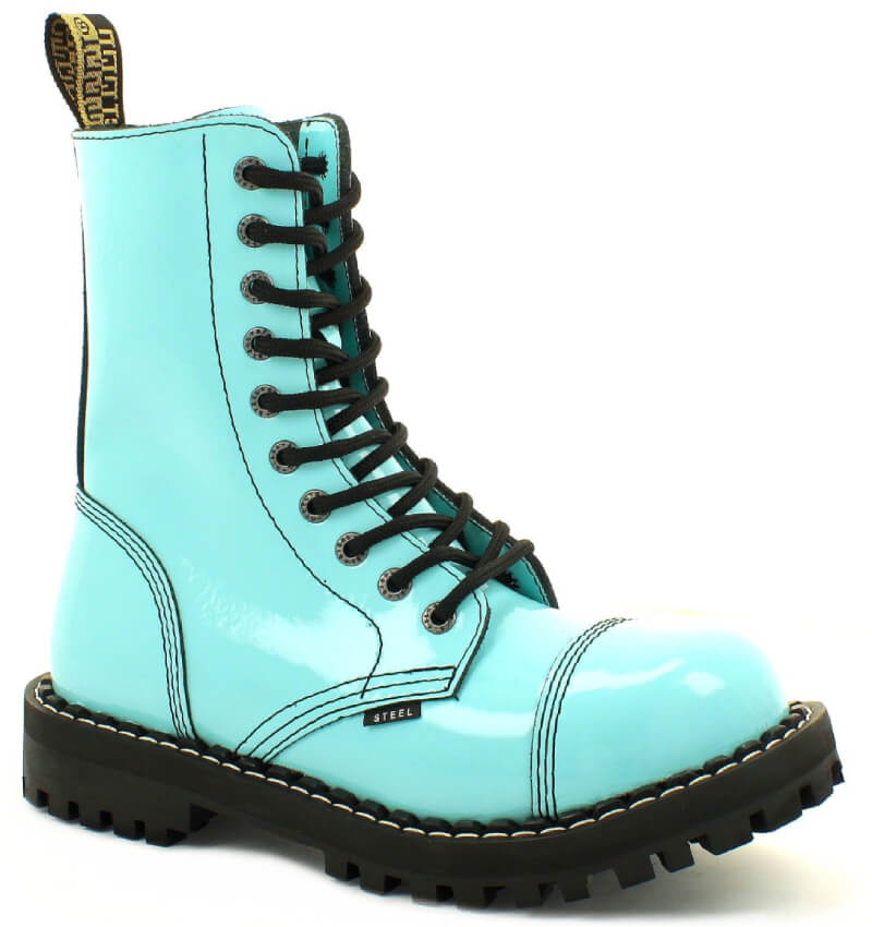 Glady - boty STEEL FULL TURQUOISE LAK, 10 dírek