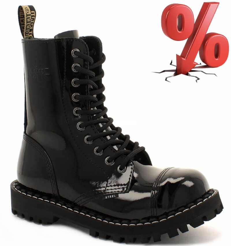 AKCE: STEEL BLACK SHINY, 10 dírek, VELIKOST 44 = SLEVA 400,-