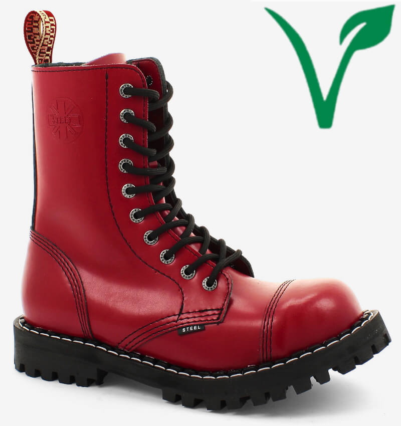 Glady - boty STEEL FULL RED VEGAN, 10 dírek