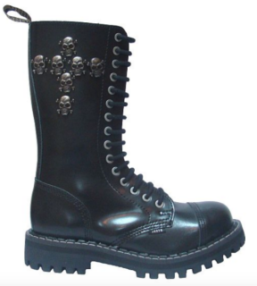 Glady - boty STEEL BLACK SKULL CROSS, 15 dírek (ZV)