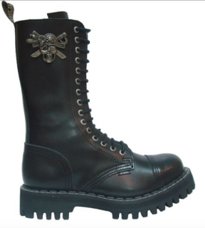 Glady - boty STEEL BLACK BIG SKULL, 15 dírek (ZV)